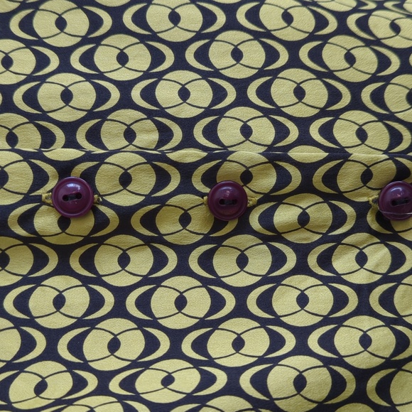 100% Silk Juliana Collezione Geometric Neon Print Tiered Collar & Cuffs Size 10 - Picture 5 of 10